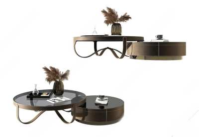 现代茶几组合3D模型下载